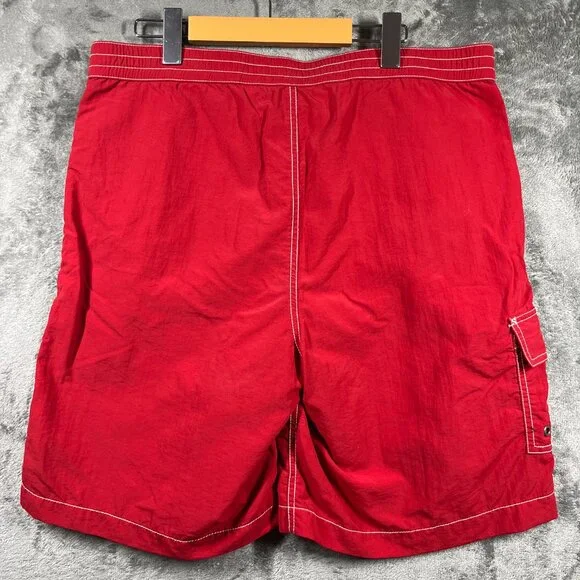 Polo Ralph Lauren Swim Trunks Mens Medium Red Board Shorts Pocket Beach Pool - Picture 8 of 15